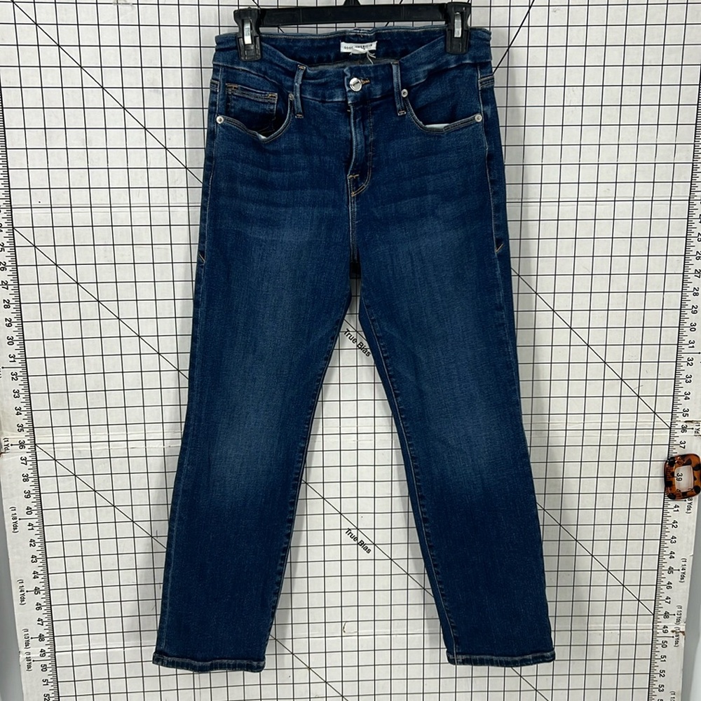 Good American dark wash organic cotton blend straight leg jeans 6
